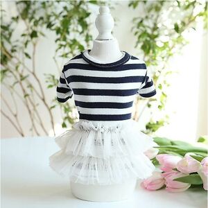 Woosien - cat dog dress puppy skirt tutu dogie small dog clothes summer yorkshire chihuahua maltese pomeranian clothing pet dresses xs LNavy blue