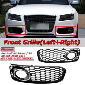 Drillpro - Pair Honeycomb Mesh Fog Light Grill Grille For Audi A5 S-Line S5 B8 RS5 2008-12 lbtn