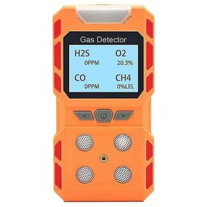 WOOSIEN Portable 4 gas detector, sound light vibration rechargeable lcd screen Orange