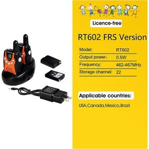 WOOSIEN Retevis rt602 rechargeable walkie talkie children 2pcs 0.5w children&39s radio with battery christmas gift boy girl kids toy radio Us frequency frs