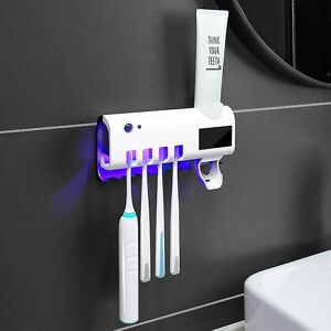 Woosien - Smart toothbrush uv sterilizer automatic stand toothpaste squeezer dispenser home bathroom accessory set b white