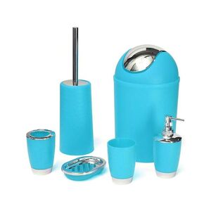 WOOSIEN Solid pp bathroom necessities include toothbrush holder toilet brush soap dish waste bin rinse cup sprayer bottle Blue