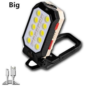 Woosien - Strong magnetic work light usb rechargeable led cob portable flashlight adjustable waterproof camping with power display Typea big