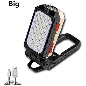 Woosien - Strong magnetic work light usb rechargeable led cob portable flashlight adjustable waterproof camping with power display Typeb big