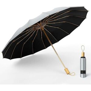 Woosien - Strong wind resistant 3folding 16k manual umbrella men parasol women rain large umbrellas super sun protection and uv Black