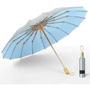 WOOSIEN Strong wind resistant 3folding 16k manual umbrella men parasol women rain large umbrellas super sun protection and uv Sky blue