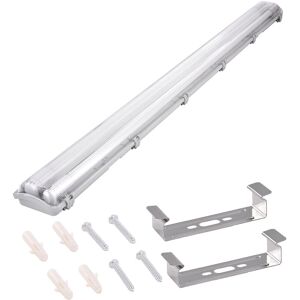 Led Batten Office T8 fluorescent Ceiling Light IP65 Tube Wall 2X 5FT 24W Cold white - Clear White - Vingo