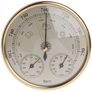 Woosien - Wall mounted household barometer thermometer hygrometer weather station hanging Grey