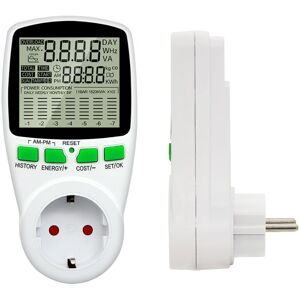 Tinor - Wattmeter 230 V/16 a - Electricity Consumption Meter - Power Consumption Cost Control Socket - Energy Meter Socket with Large lcd Display