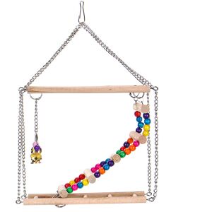 Drillpro - Wooden Parrots Bird Hanging Ladder Swing Bridge Climb Pet Toys Hanging Ladder 22X22X8.5cm lbtn