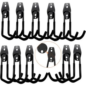 Tinor - 10PC Wall Mounted Garage Hook, Storage Hook, Steel Wall Hook with 3 Welds Instead of 2 Stronger for Ladders, Bicycles, Pipes, Power Tools