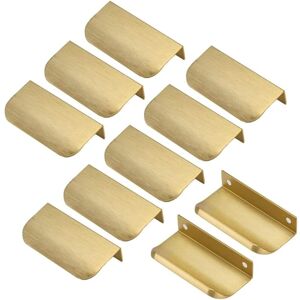 Linghhang - 10pcs Invisible Furniture Handle Golden Cabinet Handle Hole Distance 64mm Invisible Handle -Furniture Handle Door Handle Center Distance