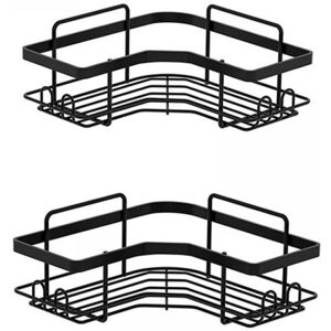 Linghhang - 2pcs) Black Corner Bathroom Shelf No Drilling, Storage Cabinet for Shampoo and Shower Gel