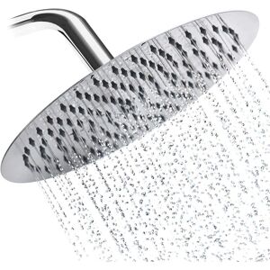 Linghhang - 8-inch stainless steel round shower head, 180° rotatable high-pressure waterfall nozzle and silicone water outlet design, providing an