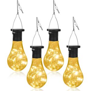 TINOR 4 Pieces Outdoor Solar Lanterns, Solar Lamp Bulbs Outdoor Garden with Clip, Hanging Solar Lamp Bulbs