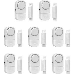 Linghhang - 8 Pack Magnetic Window Door Alarms - Wireless Anti-Theft System - With Sensors - White - Batteries Included