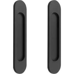 Linghhang - 2 Pcs Self-Adhesive Oval Sliding Door Handles, Matte Black Aluminum Alloy Punch-Free Handle for Sliding Barn Door, Windows, Cabinets/18cm