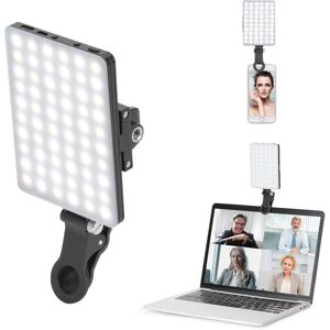 TINOR 60 led High Power Rechargeable Clip Fill Light Video Light with Front and Back Clip, Adjusted 3 Light Modes for Phone, iPhone, Android, iPad, Laptop,