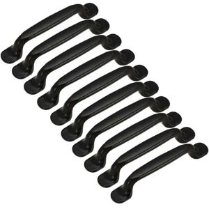 Linghhang - 10pcs Door Handle Kitchen Cabinet Cupboard Drawer Bedroom Furniture Pull Center Distance 128mm, Black Aluminum