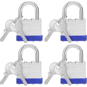 Linghhang - 6.4x4.2x2.4cm - Iron Padlock with 2 Keys (Pack of 4) - Weatherproof Outdoor/Indoor Padlock for Garages and Storage Cabinets