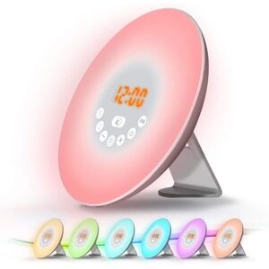 Tinor - Alarm Clock Radio Bedside Lamp led Wake Up Light Touch Control Sunrise, Sunset, Snooze, 6 Natural Sounds, 7 Colors, 10 Brightness Levels for