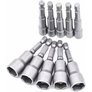 Linghhang - 10pcs 6-19mm Screwdriver Bit Sockets-Bit Adapter, Hex for Hand Drill, Electric Screwdriver, Socket Wrench (Chrome Vanadium Steel)