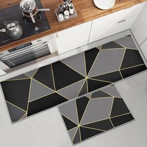 Linghhang - B)2 Pieces Non-Slip Washable Kitchen Mat, Gold Marble Non Slip Kitchen Rugs in Front of Sink for Kitchen, Laundry Room, Living Room