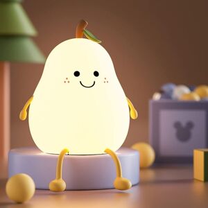 TINOR Creative Pear Shape Kids Night Light with Timer Function, 7 Colors LED Children Night Light, USB Rechargeable, Bedside Lamp Nightlight for Holiday