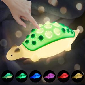 Tinor - Dinosaur Night Light for Kids, Silicone Light with Bubbles, 7 Night Light Modes, Rechargeable Touch Light, Children's Room Decor, Cute Gift