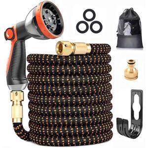 Tinor - Expandable Garden Hose 30m/100Ft with 10 Spray Patterns Fits 1/2' and 3/4' Taps Solid Brass Fittings Durable for Garden Watering Cleaning