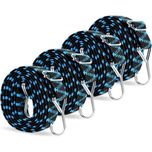 Tinor - Flat Elastic Bungee Cords with Hooks 2M, Adjustable Elastic Bungee Cord with Metal Hook, Elastic Rope for Luggage, Wide Elastic Moving Strap