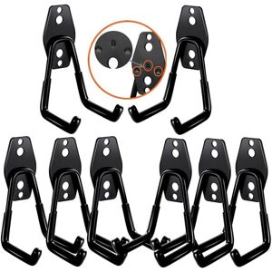Tinor - Garage Wall Hooks, Garage Storage, Steel Wall Hooks for Ladders, Bikes, Hoses, Power Tools (Black 8pcs)