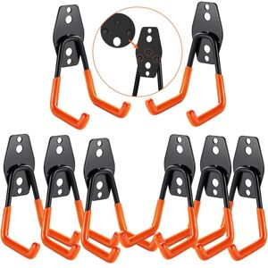 Tinor - Garage Wall Hooks, Garage Storage, Steel Wall Hooks for Ladders, Bikes, Hoses, Power Tools (Orange 8pcs)