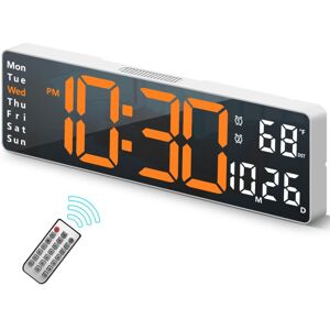 TINOR Large Display Digital Wall Clock, 16.2 Inch Large Wall Clocks, led Digital Clock with Remote Control for Living Room Decor, Auto Brightness Dimmer
