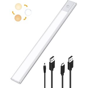 TINOR Led Closet Light Motion Sensor, 2 in 1 usb Rechargeable and 5V dc Powered Kitchen Under Cabinet led Strip, 40cm Adhesive Motion Sensor Light Strip,