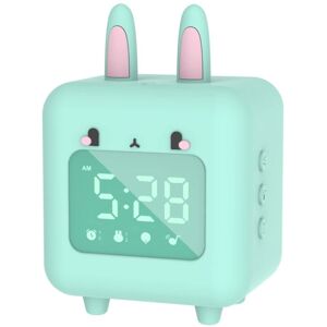 Tinor - Naughty Rabbit Alarm Clock Kids Alarm Clock with Card Digital Alarm Clock led Night Light for Girls Boys, Adjustable Volume Day and Night