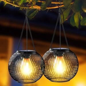 TINOR Outdoor Solar Lantern Garden, Outdoor Solar Lights in Metal IP65 Waterproof Warm White Led Lantern Lantern