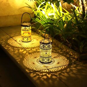 Tinor - Outdoor Solar Lanterns, Set of 2 Metal Solar Garden Lights, Outdoor Solar Lights