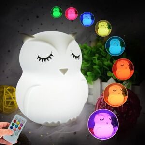 Tinor - Owl Night Light Kids Silicone Color Changing Decorative Lamp Bedroom Lighting