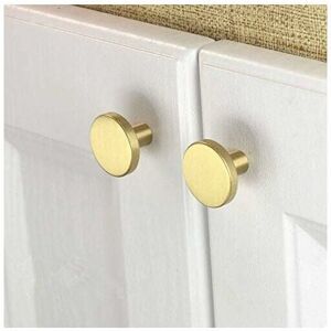 Linghhang - Pack of 10 Brushed Brass Cabinet Knobs (32mm Mushroom), Gold Dresser Drawer Knobs, for Cabinets, Cupboards, Bathroom and Kitchen