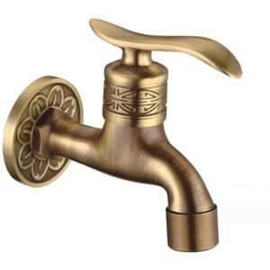 Linghhang - Antique Brass Universal Faucet, Wall Mounted Washing Machine Faucet for Laundry Room and Bathroom, Single Hose Long Cold Water Tap for