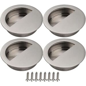 Linghhang - Set of 4 (Silver) Sliding Door Handles Sliding Door Handles Sliding Door Pulls Recessed Handles for Sliding Door Cabinet Furniture Handles