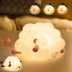Tinor - Silicone Baby Night Light usb Rechargeable Dimmable Touch Bedside Lamp Kawaii Sheep Pattern Nursery Night Light Birthday Decoration Girl Gift