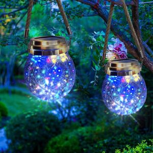 TINOR Solar Lantern Outdoor Garden - 2 Pack Solar Light Outdoor Waterproof Lamp - 30 led Solar Outdoor Garden Decorative Lighting