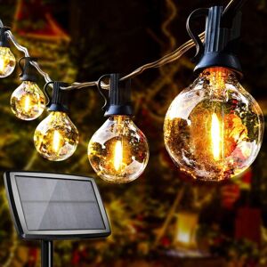 TINOR Solar Outdoor String Lights, Solar Fairy Lights 10+1 G40 led Bulbs Waterproof IP44 with 4 Lighting Modes Indoor and Outdoor Decoration for Garden