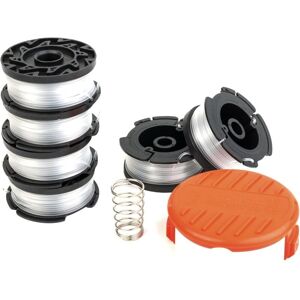 TINOR Trimmer Line Compatible with Black and Decker AF-100, Replacement Spool, 6 Replacement Spools with 1 Spool Cover and 1 Spring
