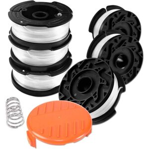 TINOR Trimmer Line Spool for Black and Decker Trimmers, 6 Pack Trimmer Line Spool with 2 Spool Covers and 2 Springs