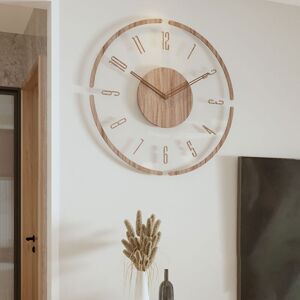 Tinor - Vintage Decorative Style Wall Clock Wooden Home Decor Round Wall Clock Openwork Design Modern Art Clock