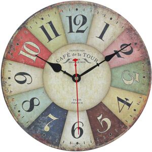 Tinor - Vintage Wall Clock, Retro Industrial Clock Silent Design Modern Wood Wall Clock