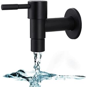 Tinor - Wall Mounted Mop Faucet, Matte Stainless Steel Basin Faucet, Mop Pool Faucets, Sink Faucet Outdoor Faucet Black Wall Mounted Faucet for Home